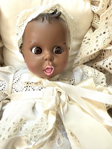1979 Vtg Black Gerber Baby Doll in Basket Moving Eyes - Picture 7 of 9