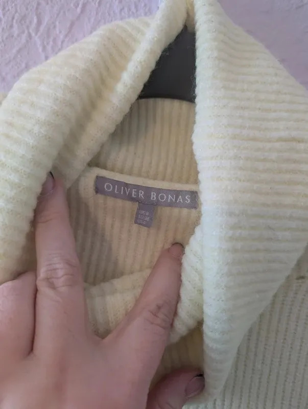 Oliver Bonas Pale Yellow Roll Neck Jumper - UK 8 image 2