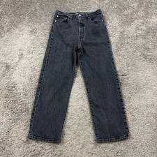 Levis Jeans Women 29 Black Ribcage Straight Ankle Button Fly Stretch Denim 27x26