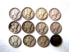 (030) C   LOT OF 12 DIFFERENT MERCURY SILVER DIMES  1917-1939 SOME SCARCE