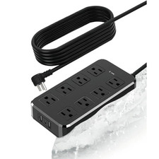 10 Ft. 8-Outlets Waterproof Surge Protector Power Strip with Overload Protection