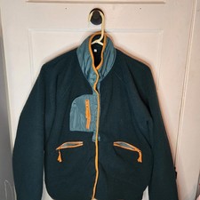 Men's Green Fleece Jacket with Orange Accents