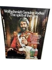 1981 Wolfschmidt Genuine Vodka Ad Czar Costume Dog Russian Style Print Ad