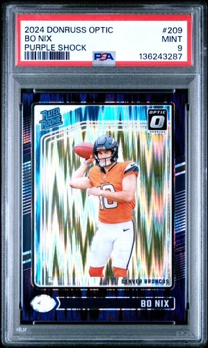 2024 PANINI DONRUSS OPTIC PURPLE SHOCK #209 BO NIX PSA 9