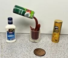 Lot of 3 Mini Brands Food -Gold Pringles / Kraft Ranch / Pouring V8     (10-1)