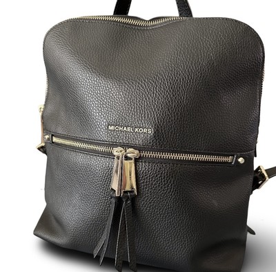 Michael Kors Rhea Zip Backpack Womens Medium Black Pebbled Leather Zip Michael Kors Women main image 2