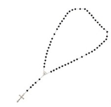 Beaded Rosary Necklace - Catholic Cross, Prayer Medal Jesus Christ, Catholic