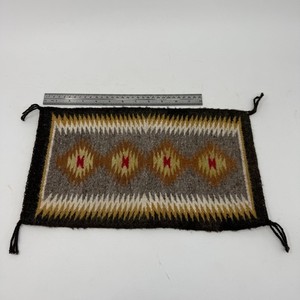 Vtg Navajo Handwoven Wool Sampler Rug Diamond Star Natural Tassels Chinle 7x12