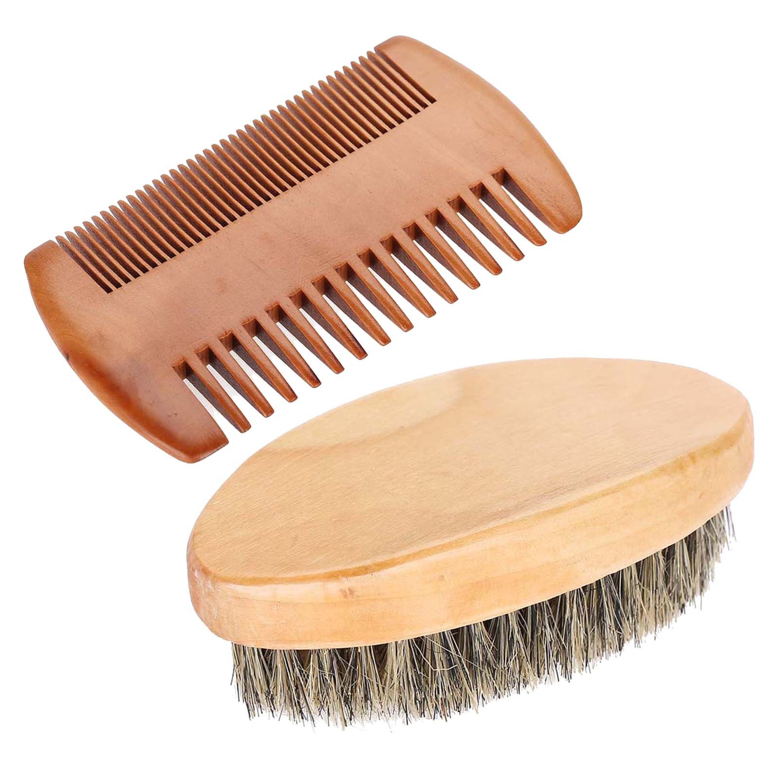 Men Beard Mustache Oval Brush Comb Facial Beard Shaving Cleaning Grooming Ki BLW
