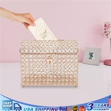 Golden Wedding Card Box For Gift Card Anniversary Money Card Box With Heart Lock