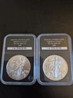 2008 And 2009 Silver Eagles Uncirculated Bu Lot Of 2 Coins Free Shipping