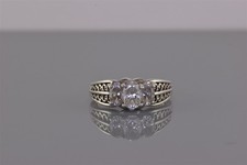 Sterling Silver Triple Oval Cubic Zirconia Swirled Openwork Band Ring 925 Sz: 8