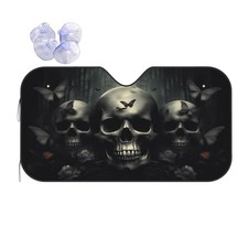 Skull Car Sun Shade Windshield Sunshade Foldable Front Window Small Blue11