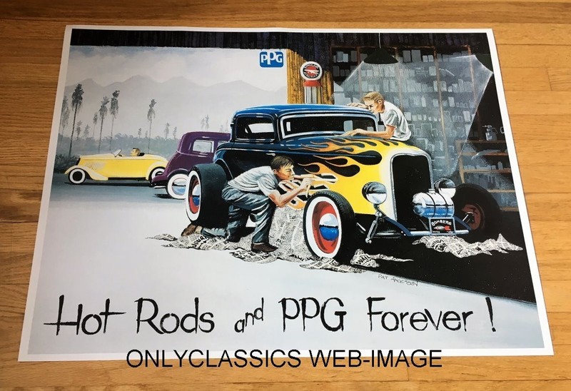 HOT ROD WITH FLAMES 1997 PPG PAINTS 18 X 24 POSTER STREET CAR CUSTOM AUTOMOBILIA