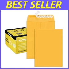 9x12 Self-Seal Security Envelopes - 250 Pack in Durable Brown Kraft Material