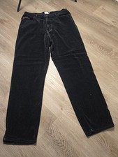 Vintage Calvin Klein Jeans Womens 16 Black Cotton Velvet Pants Y2K Straight Leg
