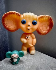 Vintage Pair Of USSR Plastic Dolls Funny Cheburashka Dolls