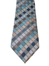 Kenneth Cole Reaction Mens Tie Necktie Designer Luxury Blues Geometric EUC