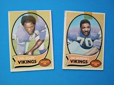 1970 Topps Carl Eller &amp; Jim Marshall Vikings football cards (2)