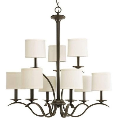 Progress Lighting Inspire 9-Light Antique Bronze Empire Chandelier Linen Shades