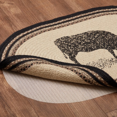 Accent Rug Sawyer Mill Charcoal Jute Farmhouse 20x30 Oval Cow No Slip VHC Brands - Picture 8 of 10