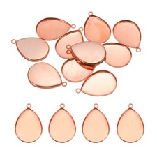 10Pcs 18 x 24mm Pendant Trays for Jewelry Making, Rose Gold Tone