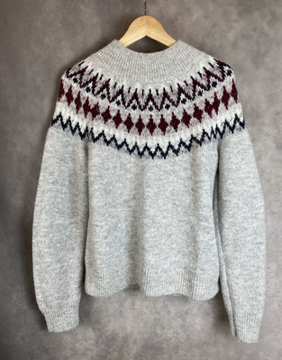 Banana Republic Women's M Wool Alpaca Fuzzy Fair Isle Nordic Pullover Sweater
