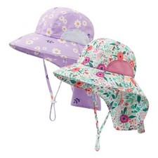 Baby Sun Hat UPF 50 Mesh Liner Toddler Bucket Hats with 6-24 Months Flowers