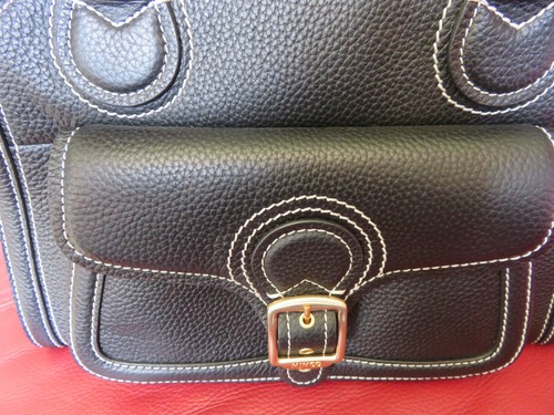 MIMCO Accent Tote Bag New Black pebble leather with goldtone buckle accents - Picture 15 of 16