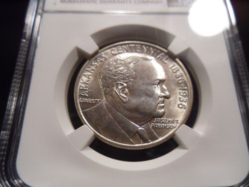 1936 MS64 Robinson Silver Commemorative NGC Certified - Blast White - Picture 3 of 8
