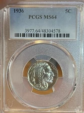 1936 PCGS MS64 PQ! Buffalo Nickel