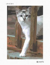 Cat On Deck Needlepoint Kit or Canvas