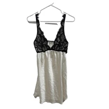 Flora Nikrooz Collection Charmeuse Chemise Slip Nightgown Black Lace Xsmall Xs