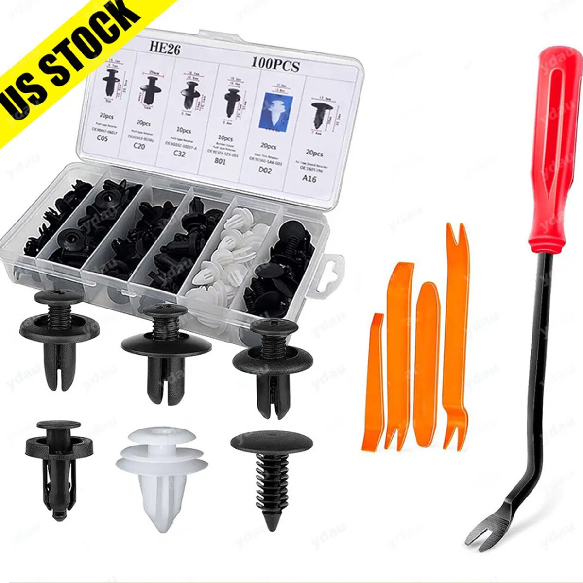グウ 105Pcs Bumper Clips Retainer Auto Car Rivets Fastener Fender
