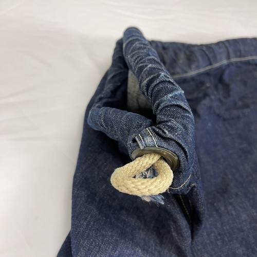 30s Vintage Antique Indigo Denim Garment Laundry Bag Drawstring CCC Army WW2 War - Picture 5 of 11