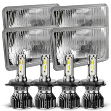4PCS LED Headlights Hi/Lo Beam H4 Fit Isuzu Impulse 1988 1989