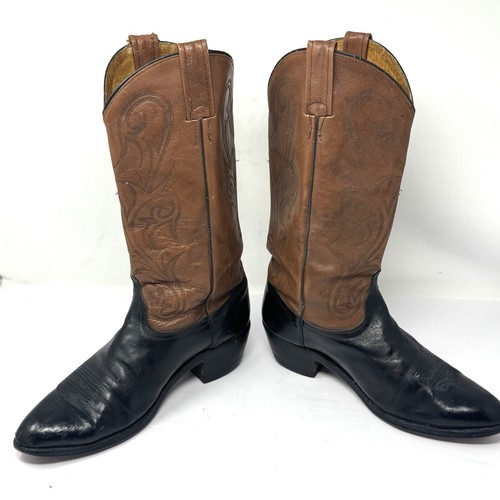 Dan Post Womens Cowboy Boots Western Pointed Toe Black Brown Leather Sz 9.5 - Picture 4 of 9