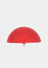 Ole Ole Flamenco Spanish Polka Dot Red Hand Fan 8 inches 21 cm Made of Wood