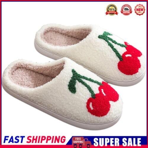 Women House Slippers Cozy Cherry Plush Soft Slippers Non-Slip for Cold Weather - Picture 1 of 27