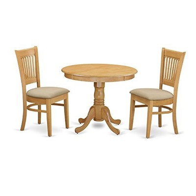 East West Furniture ANVA3-OAK-C 3 Piece Kitchen Table and ...