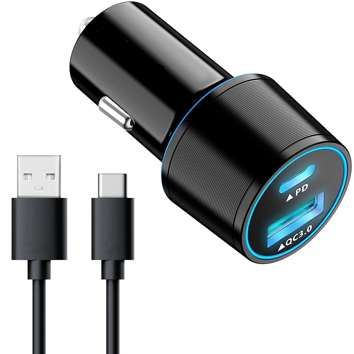 For Samsung Galaxy S23/Ultra/Plus - 36W Quick Car Charger 2-Port USB Cable