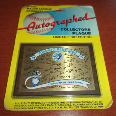 1977 Toronto Blue Jays Inaugural Season Collectors Plaque Replicated Signatures