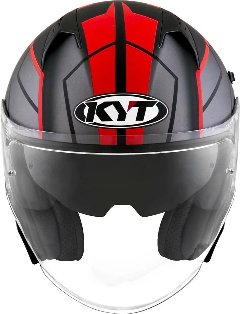 Helmet Jet Motorcycle KYT Nfj Motion Matte Black Red Size XL