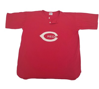 VTG 80s 90s Cincinnati Reds Eagle XXL Single Stitch Henley Shirt Made In USA