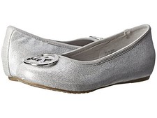 Michael Kors Girls Faye Ria Metallic/Silver Mary Jane Ballet Flats Size 13