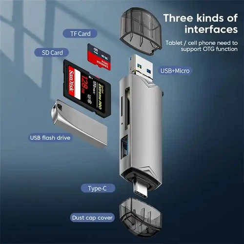 6 in 1 Kartenleser Speicherkartenleser USB 3.0 Typ-C Leser SD OTG Adapter Micro - Afbeelding 9 van 12