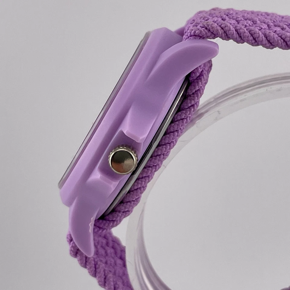 Reloj Geneva Mujer 39mm Estuche Púrpura Una Pieza Correa Nylon Cuarzo Analógico Foto 3 de 4