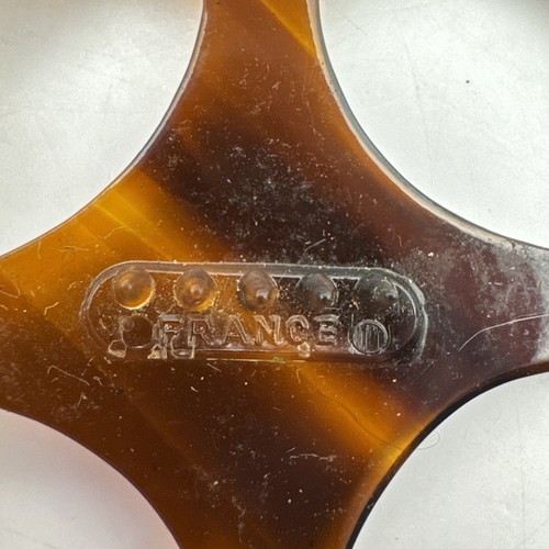 Vintage Tortoise Shell Hair Clip Barrette France Square Diamond Cut Out 2.5" - 第 7/9 張圖片