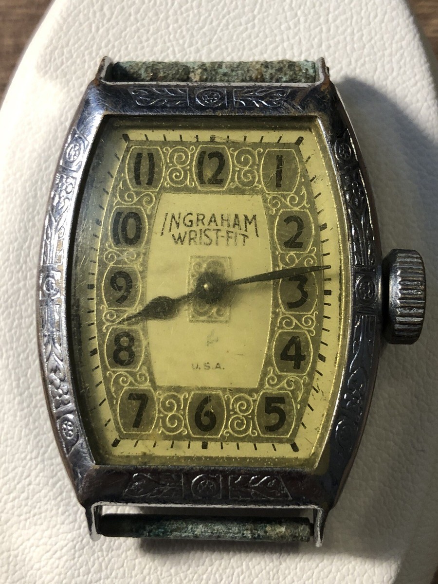 ヴィンテージ　時計　「INGRAHAM」稼働品 Vintage Ingraham Watch Wrist-Fit Mechanical Wind Up For Repair