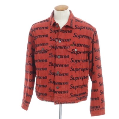 Supreme Frayed Logos Denim Trucker Jacket SS21 Color Red Supreme Frayed Logos Denim Trucker Jacket SS21 Color Red